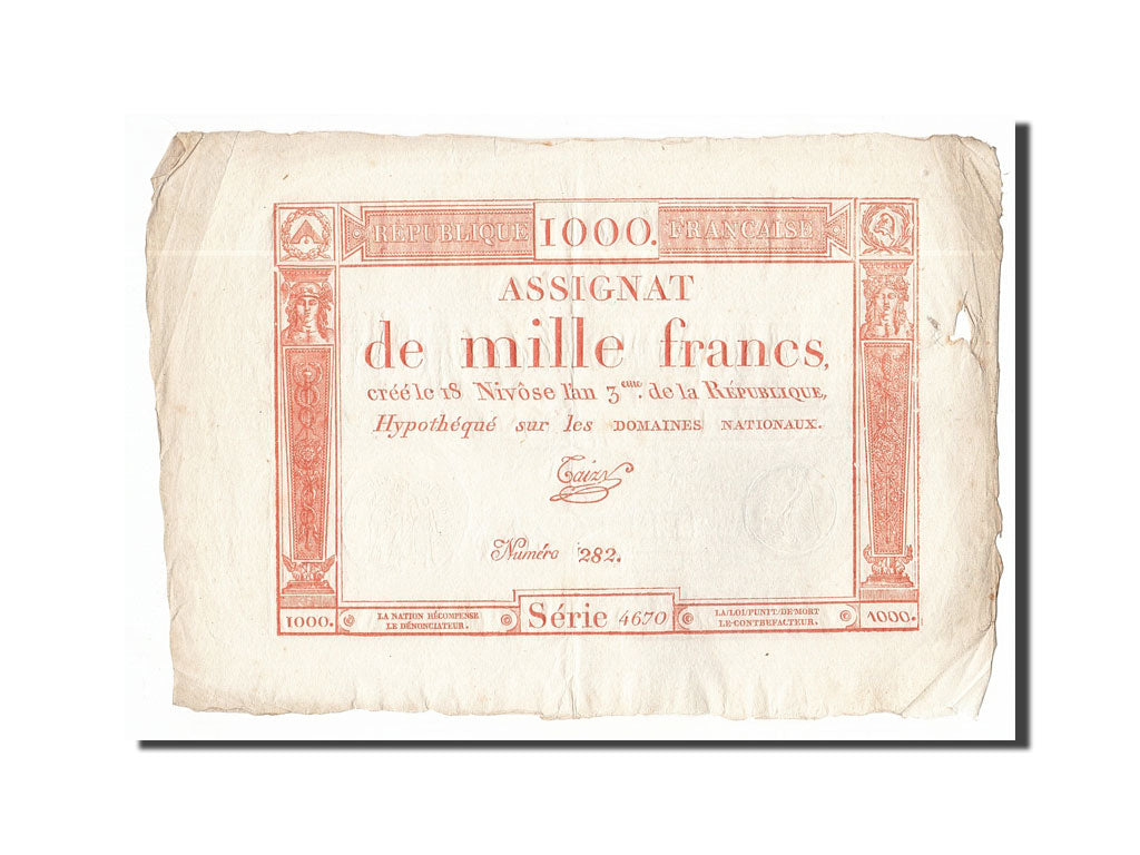 Banconote, Francia, 1000 Francs, 1795, Taizy, SPL-, KM:A80, Lafaurie:175
