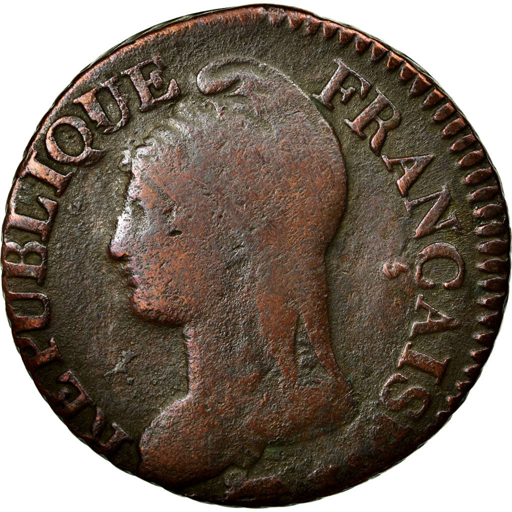 Moneta, Francia, Dupré, 5 Centimes, 1799, Geneva, B, Bronzo, KM:640.6