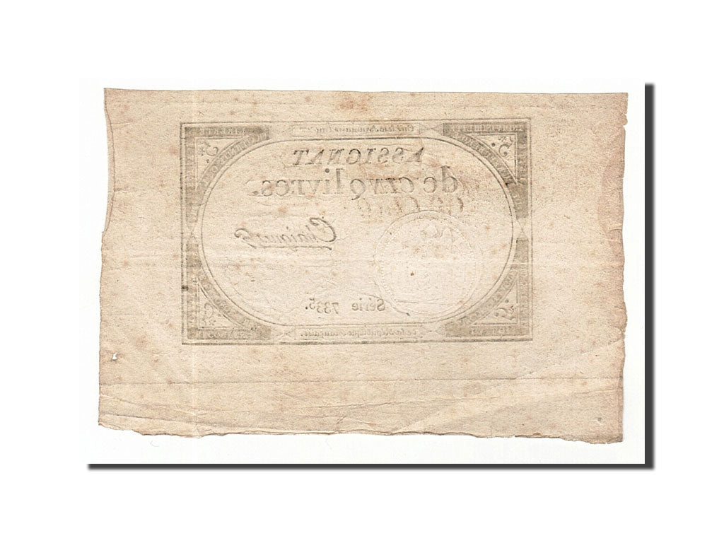 Billete, Francia, 5 Livres, 1793, Chaignet, MBC, KM:A76, Lafaurie:171