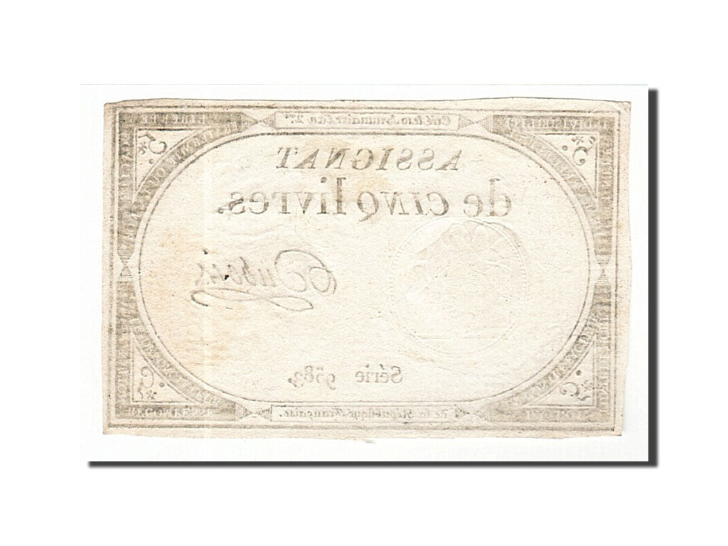 Geldschein, Frankreich, 5 Livres, 1793, Dubois, SS+, KM:A76, Lafaurie:171