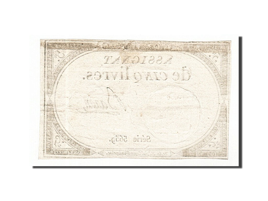 Banknote, France, 5 Livres, 1793, Baron, AU(50-53), KM:A76, Lafaurie:171