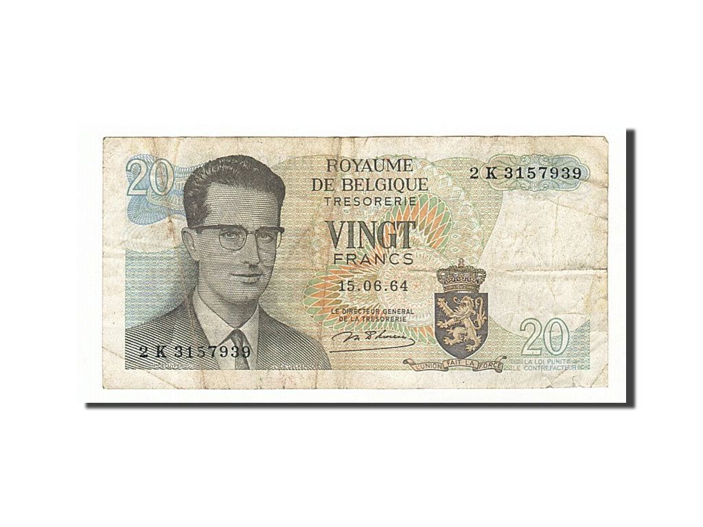 Banknote, Belgium, 20 Francs, 1964, 1964-06-15, VF(20-25)