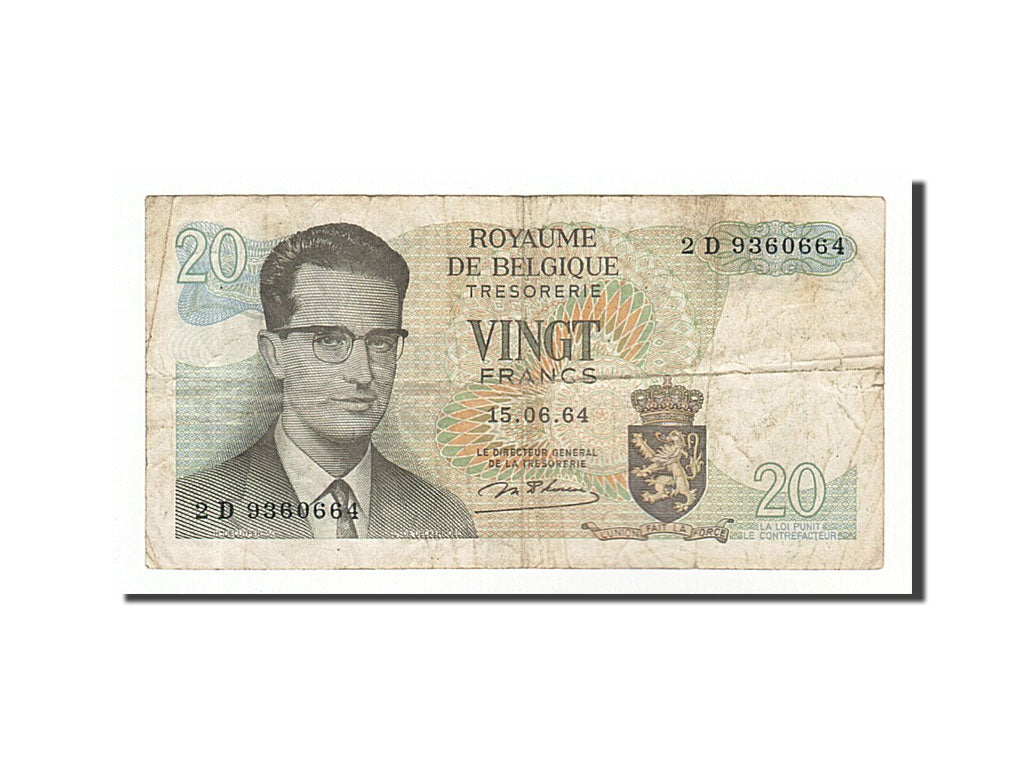 Banknote, Belgium, 20 Francs, 1964, 1964-06-15, VF(20-25)