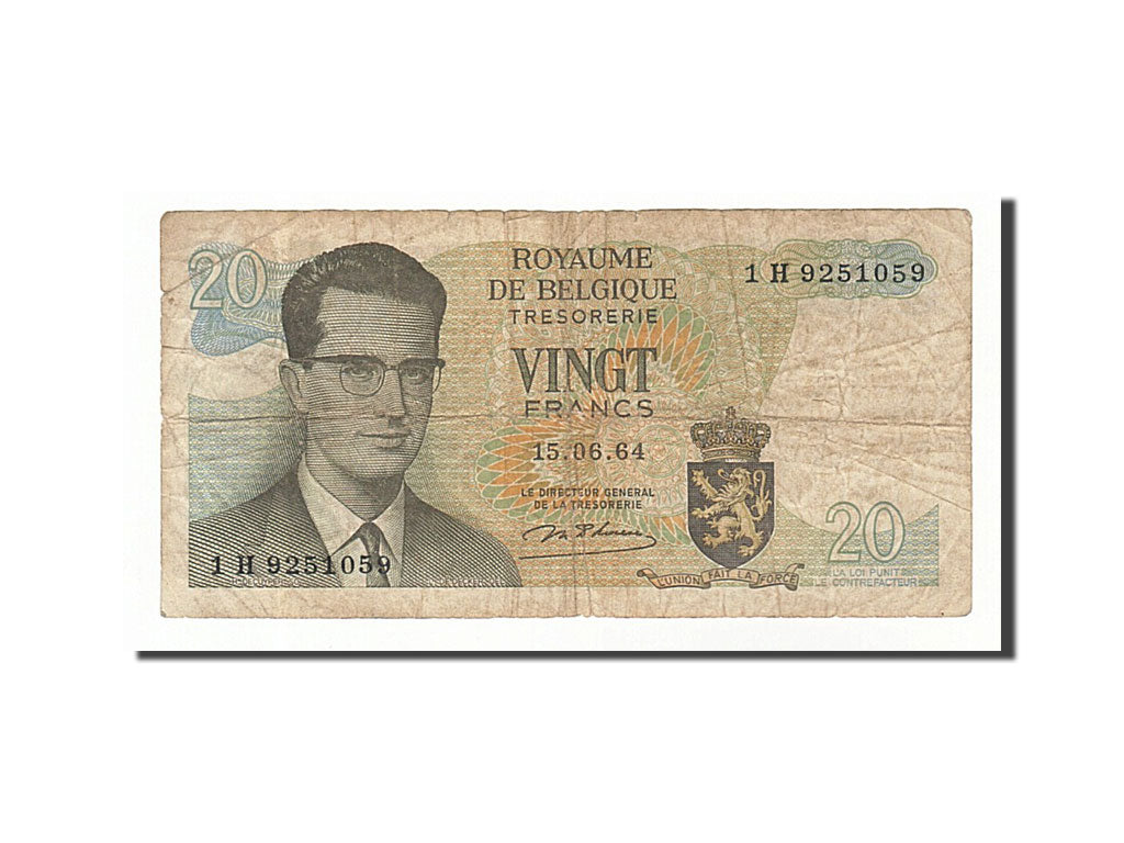 Banknote, Belgium, 20 Francs, 1964, 1964-06-15, VF(20-25)