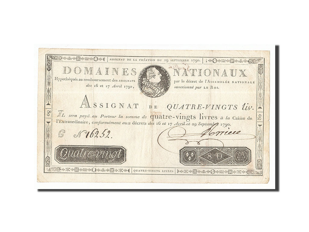 Francja, 80 Livres, 1790-09-29, C, AU(50-53)