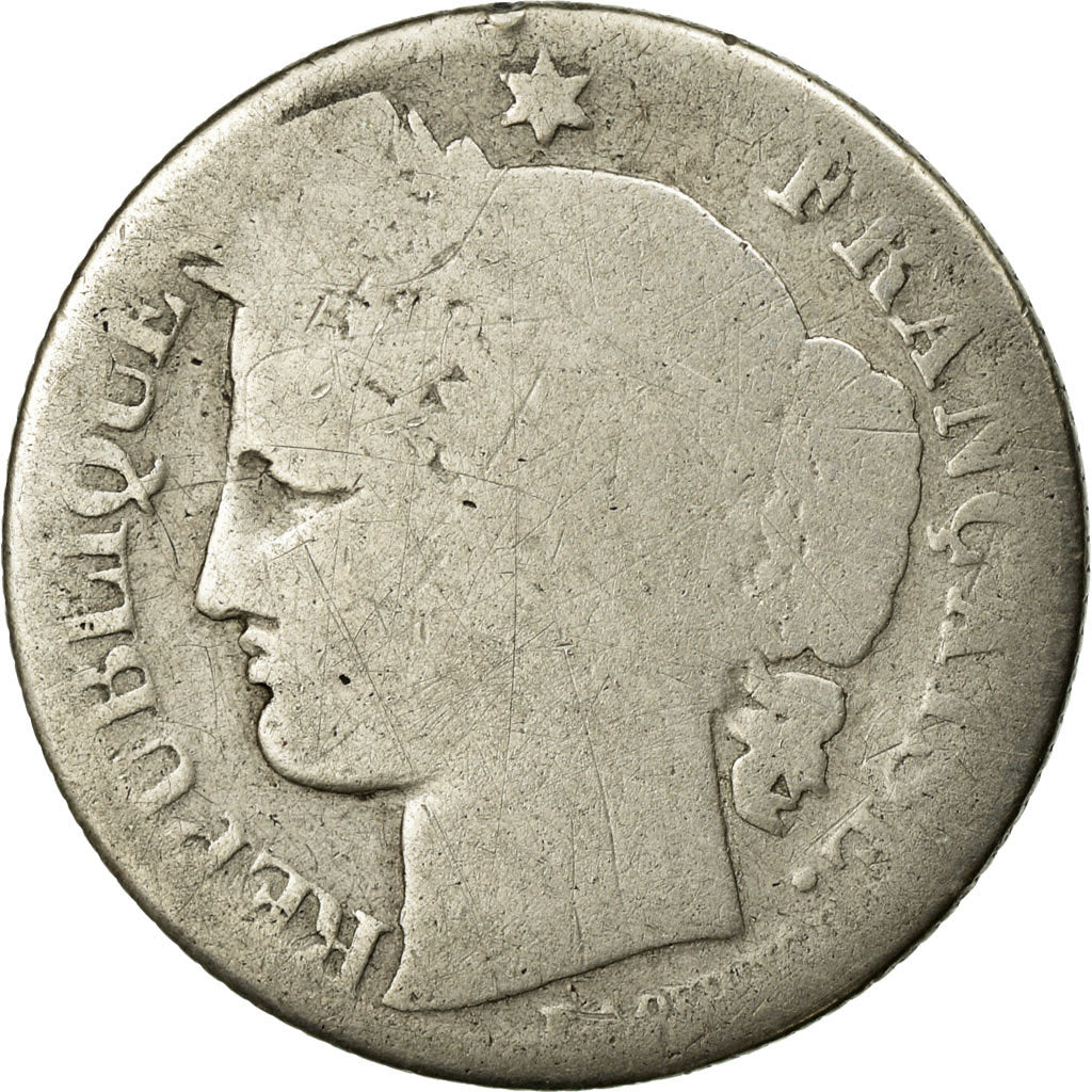 Moneta, Francia, Cérès, 50 Centimes, 1871, Bordeaux, B, Argento, KM:834.2