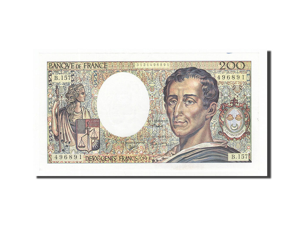 Banknote, France, 200 Francs, 200 F 1981-1994 ''Montesquieu'', 1994, AU(55-58)