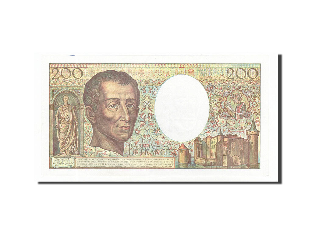 Banknote, France, 200 Francs, 200 F 1981-1994 ''Montesquieu'', 1994, AU(55-58)