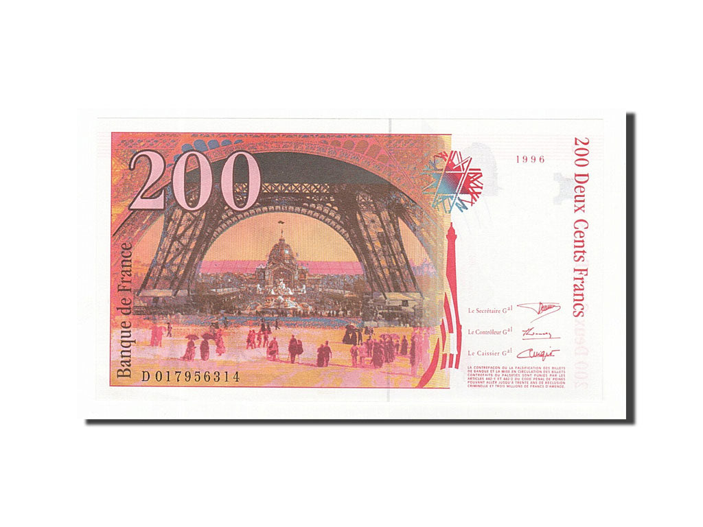 Banknote, France, 200 Francs, 200 F 1995-1999 ''Eiffel'', 1996, UNC(63)