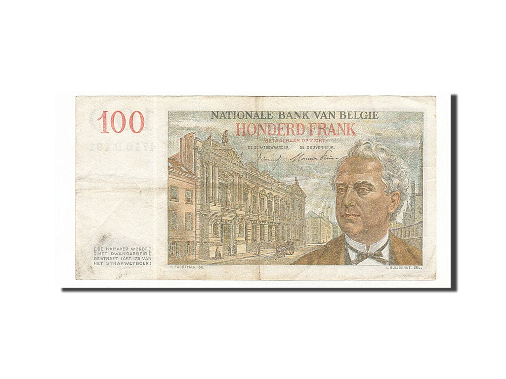 Banconote, Belgio, 100 Francs, 1954, 1954-01-09, MB+