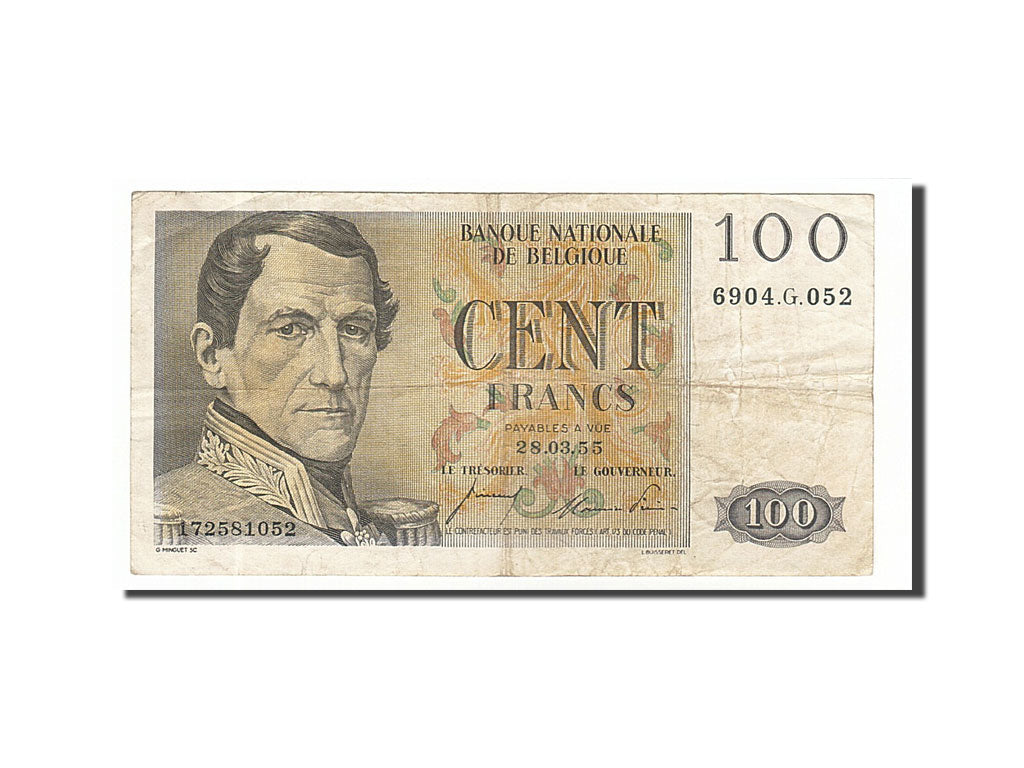 Billete, 100 Francs, 1955, Bélgica, 1955-03-28, BC+