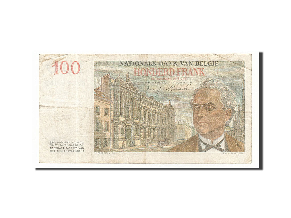 Billete, 100 Francs, 1955, Bélgica, 1955-03-28, BC+