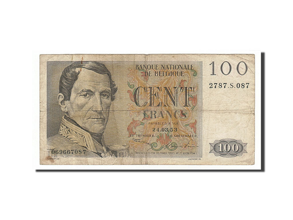 Banknot, Belgia, 100 Francs, 1953, 1953-03-24, VF(20-25)