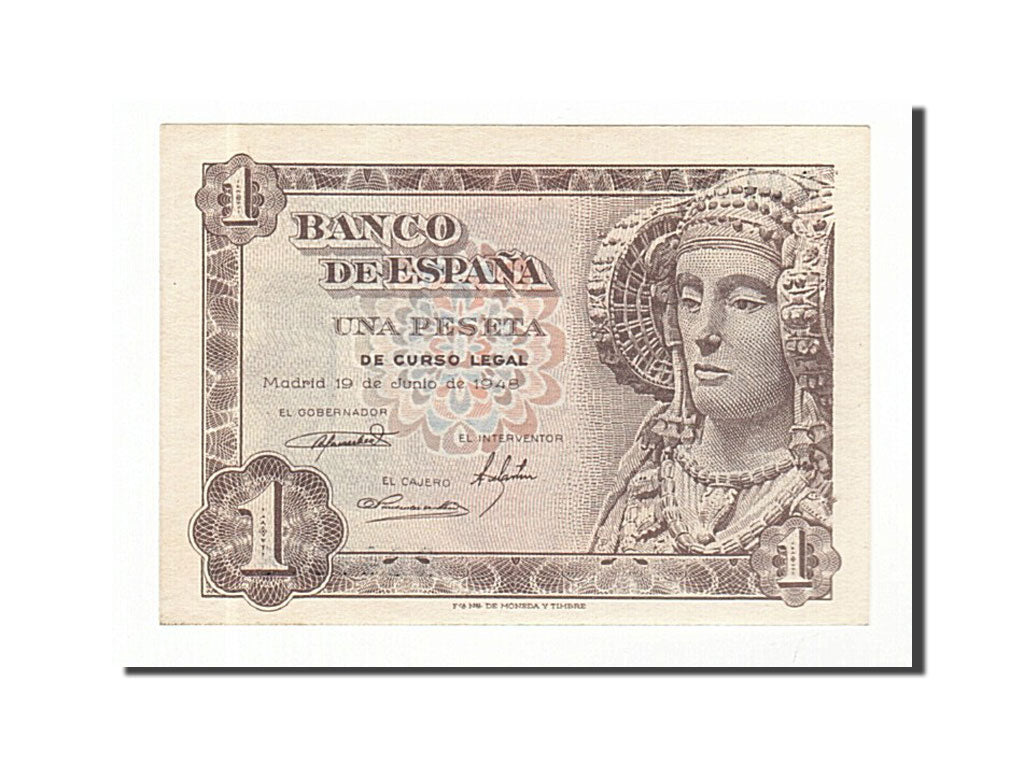 Banknote, Spain, 1 Peseta, 1948, 1948-06-19, UNC(65-70)