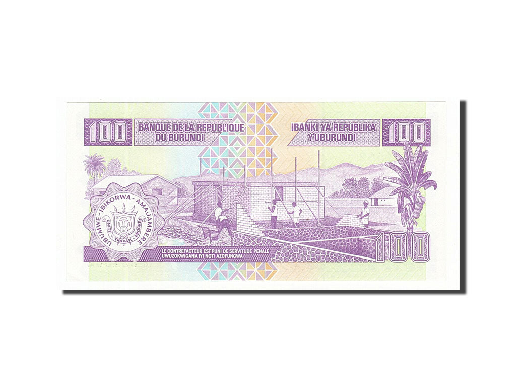 Banknote, Burundi, 100 Francs, 2001, 2001-08-01, UNC(65-70)