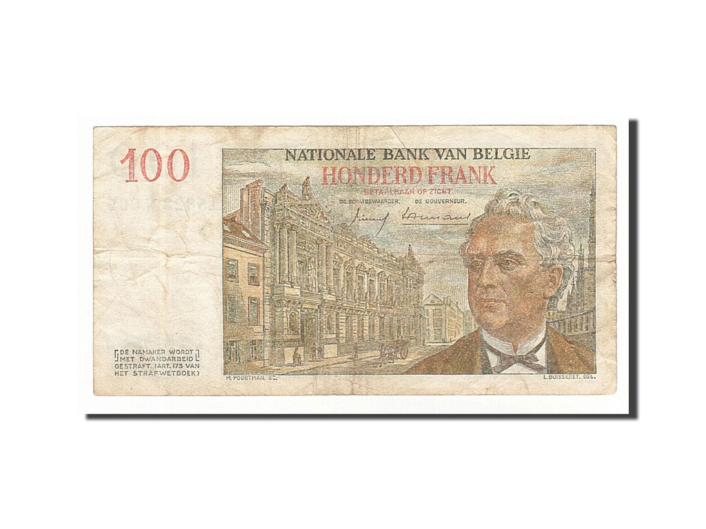 Banknot, Belgia, 100 Francs, 1959, 1959-07-10, VF(20-25)