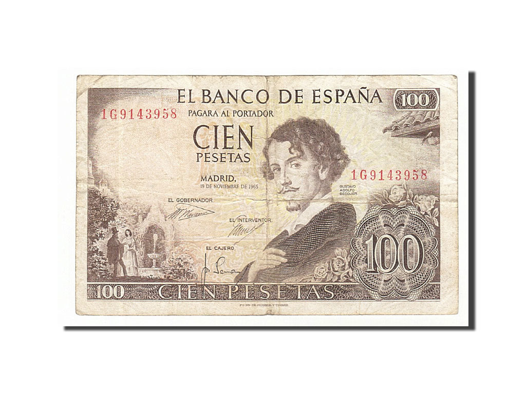 Biljet, Spanje, 100 Pesetas, 1965, 1965-11-19, TB