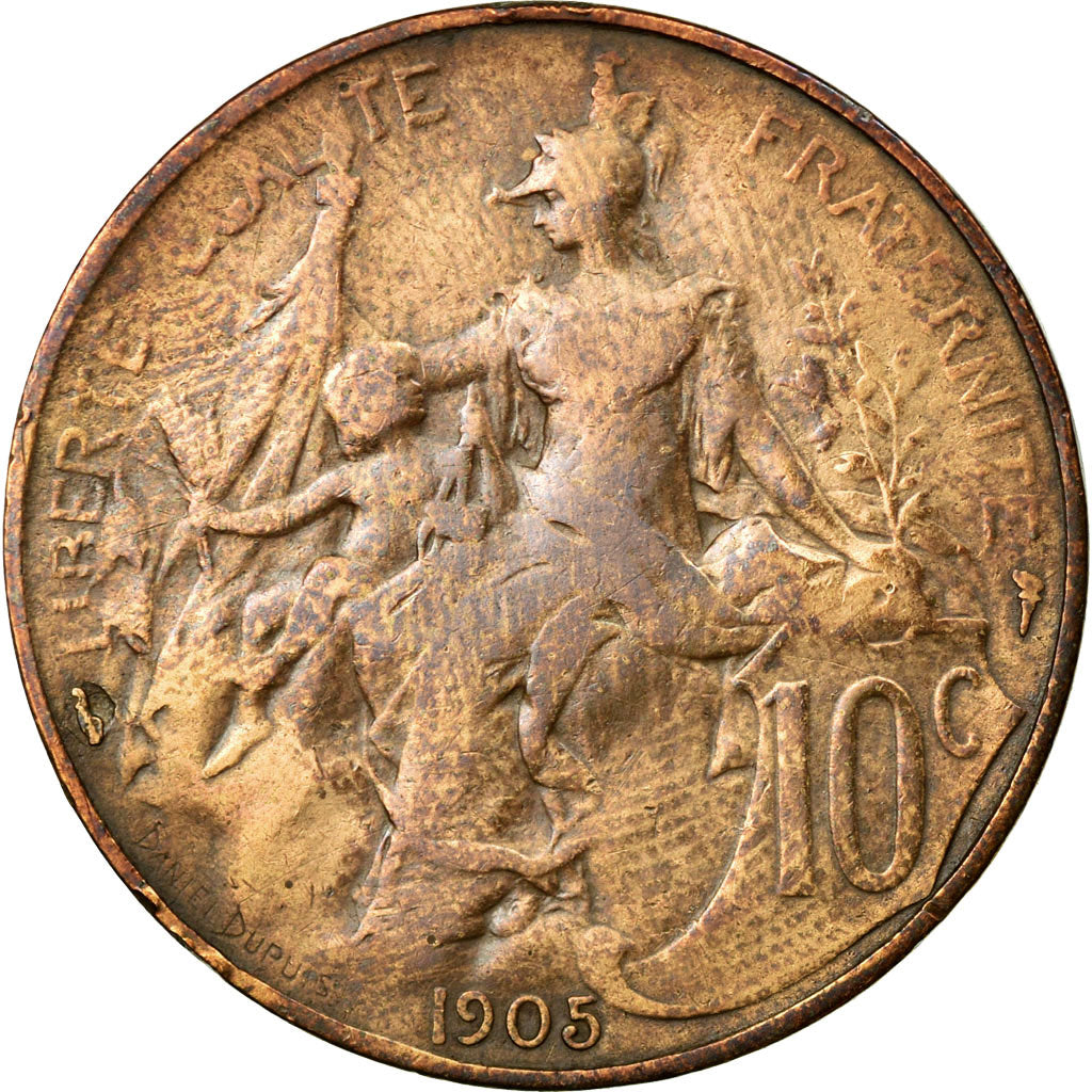 Moneta, Francia, Dupuis, 10 Centimes, 1905, Paris, MB, Bronzo, KM:843