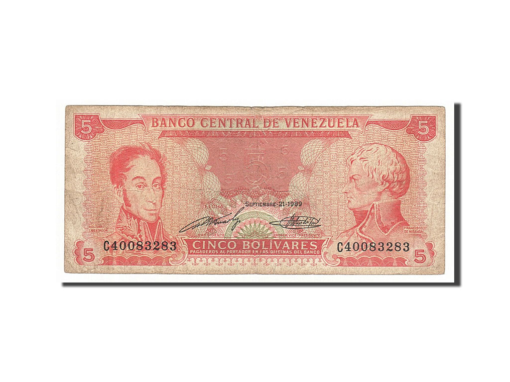 Banknote, Venezuela, 5 Bolivares, 1983, 1989-09-21, F(12-15)