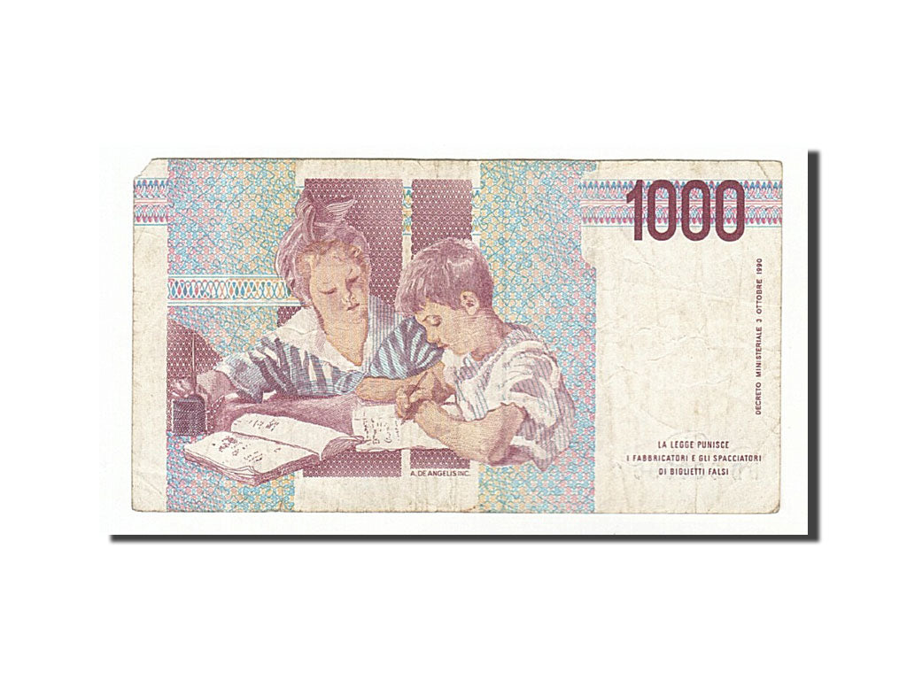Banconote, Italia, 1000 Lire, 1990, 1990-10-03, B+