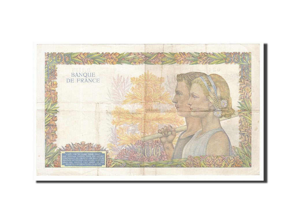 Geldschein, Frankreich, 5 Francs, 500 F 1940-1944 ''La Paix'', 1940, 1940-10-17