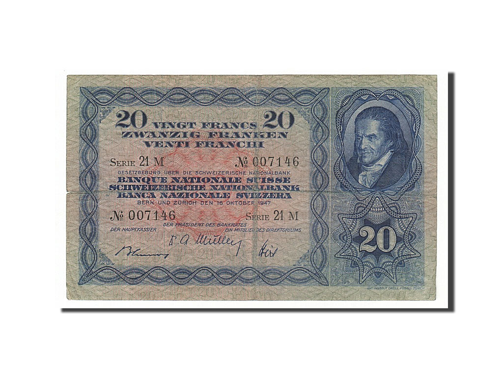 Geldschein, Schweiz, 20 Franken, 1947, 1947-10-16, S+