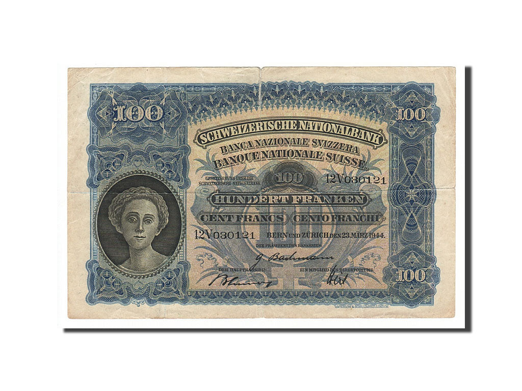 Billete, 100 Franken, 1944, Suiza, 1944-03-23, MBC
