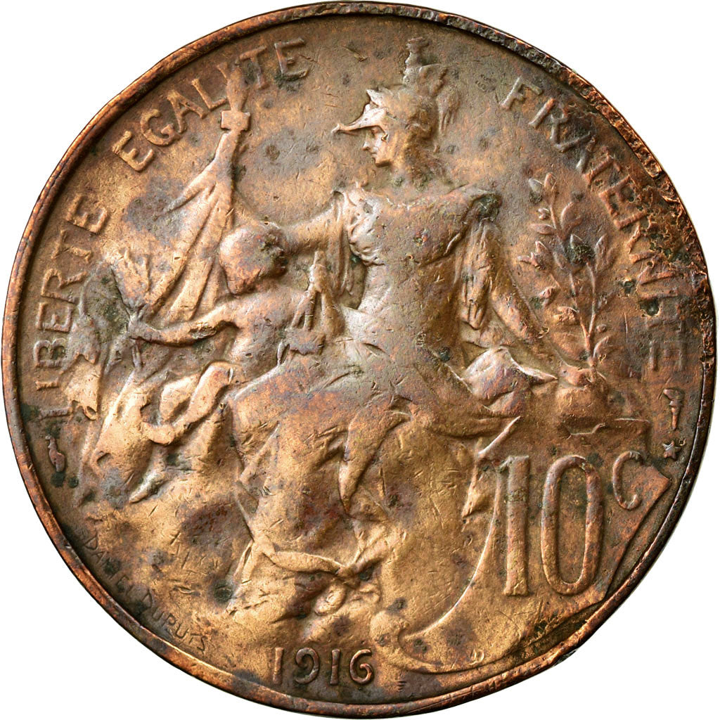 Coin, France, Dupuis, 10 Centimes, 1916, Paris, EF(40-45), Bronze, KM:843
