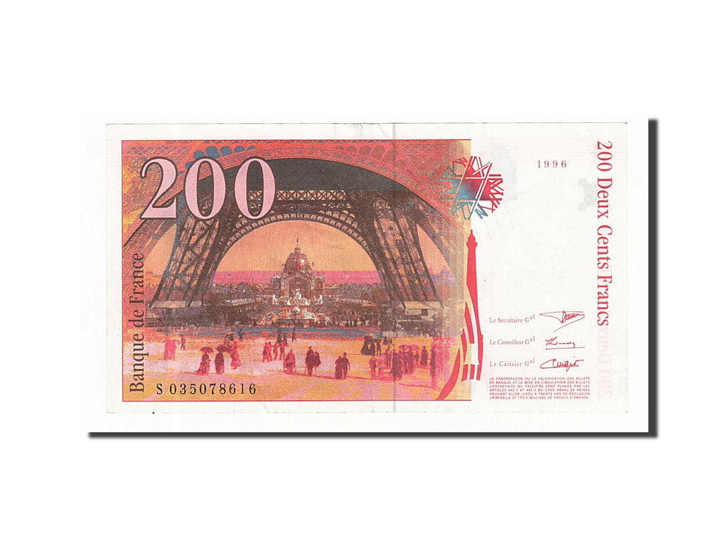 Billet, France, 200 Francs, 200 F 1995-1999 ''Eiffel'', 1996, TTB, Fayette:75.2