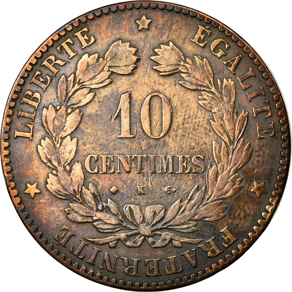 Coin, France, Cérès, 10 Centimes, 1873, Bordeaux, VF(30-35), Bronze, KM:815.2