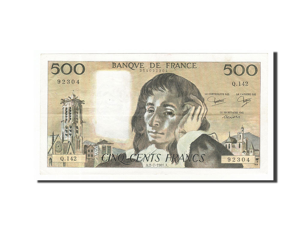 Banknote, France, 500 Francs, 500 F 1968-1993 ''Pascal'', 1981, 1981-07-02