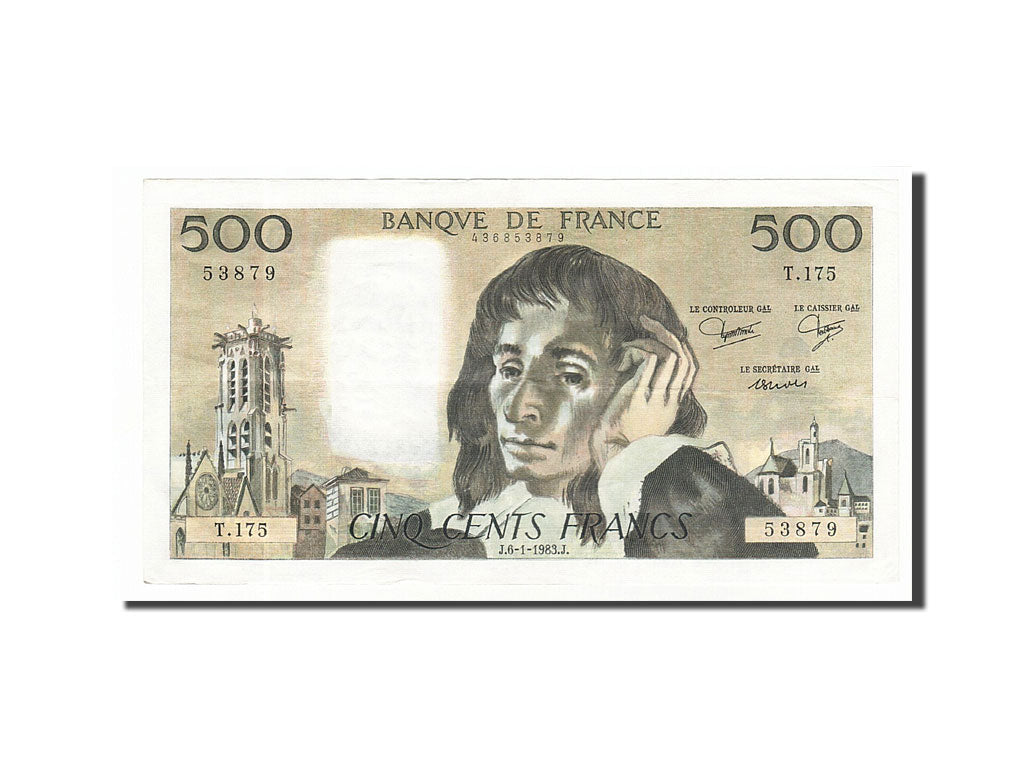 Banknote, France, 500 Francs, 500 F 1968-1993 ''Pascal'', 1983, 1983-01-06