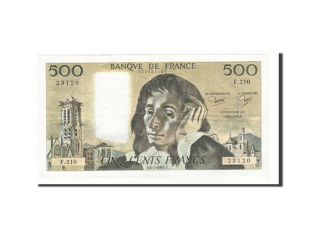 Banknote, France, 500 Francs, 500 F 1968-1993 ''Pascal'', 1984, 1984-07-05
