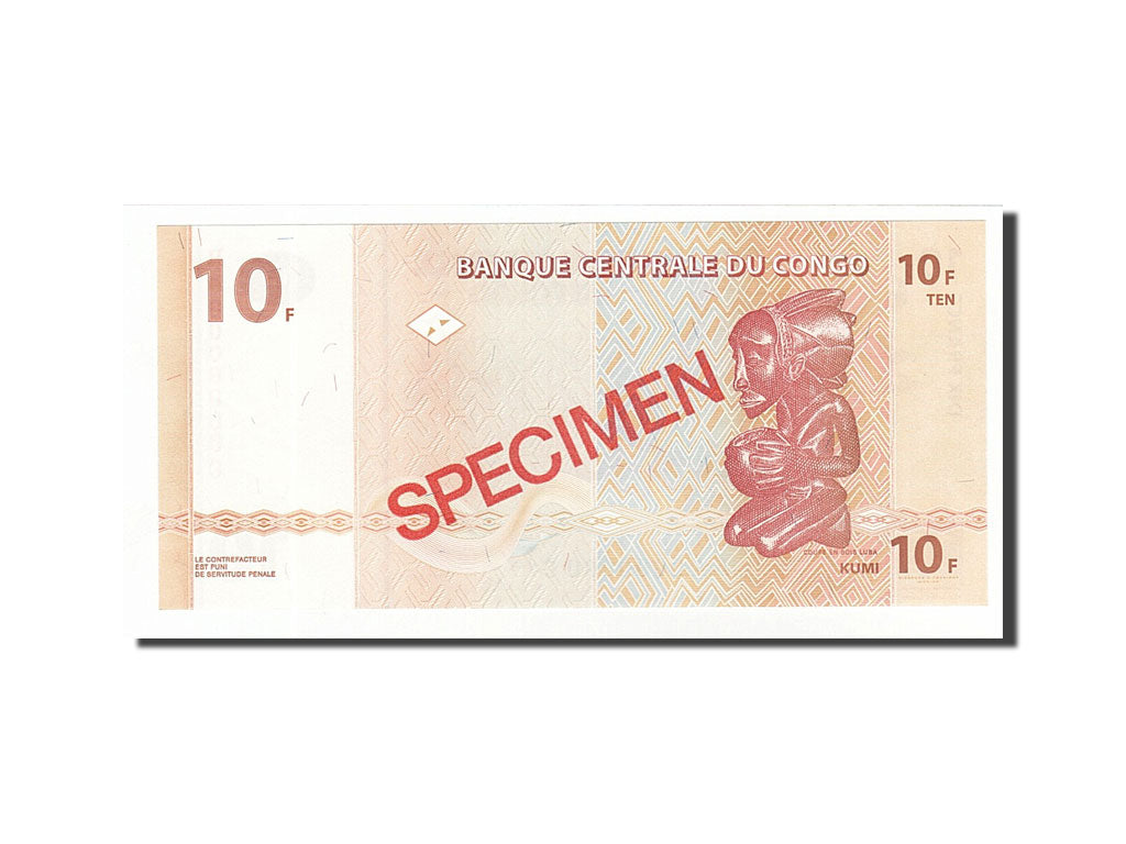 Banknot, Republika Demokratyczna Konga, 10 Francs, 2003, 2003-06-30, UNC(65-70)