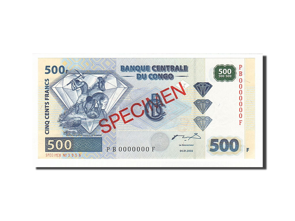 Banknote, Congo Democratic Republic, 500 Francs, 2002, 2002-01-04, UNC(65-70)