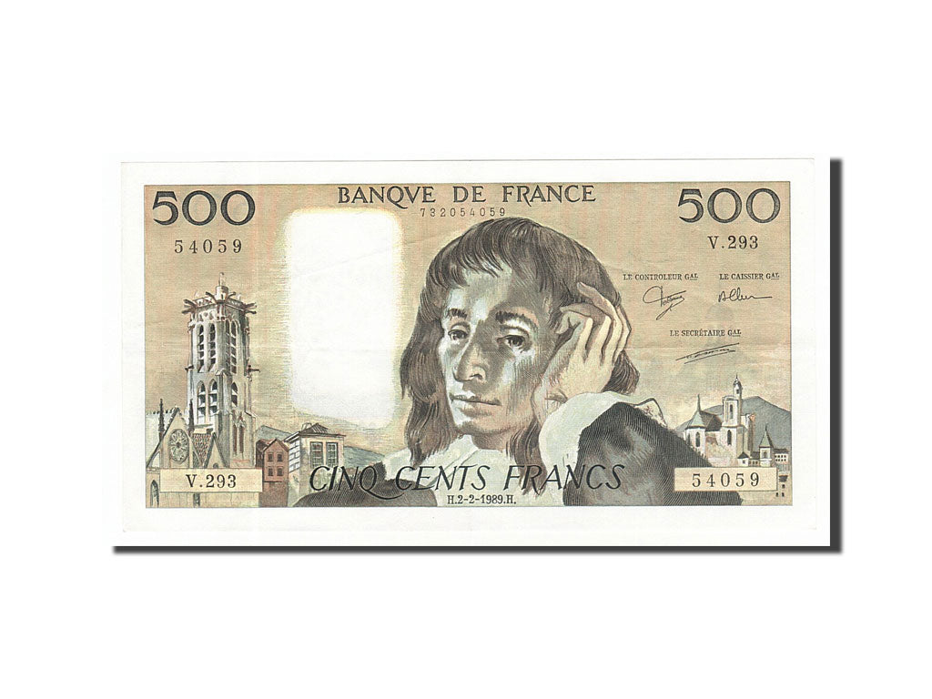 Billet, France, 500 Francs, 500 F 1968-1993 ''Pascal'', 1989, 1989-02-02, TTB+