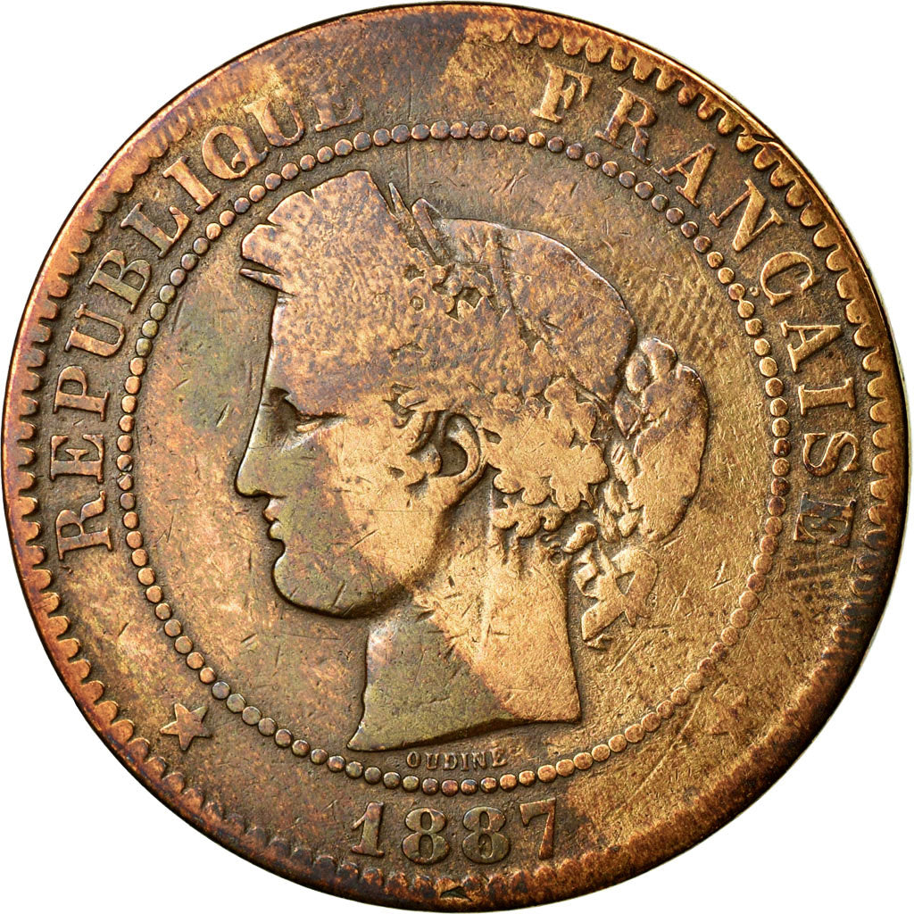 Coin, France, Cérès, 10 Centimes, 1887, Paris, VG(8-10), Bronze, KM:815.1
