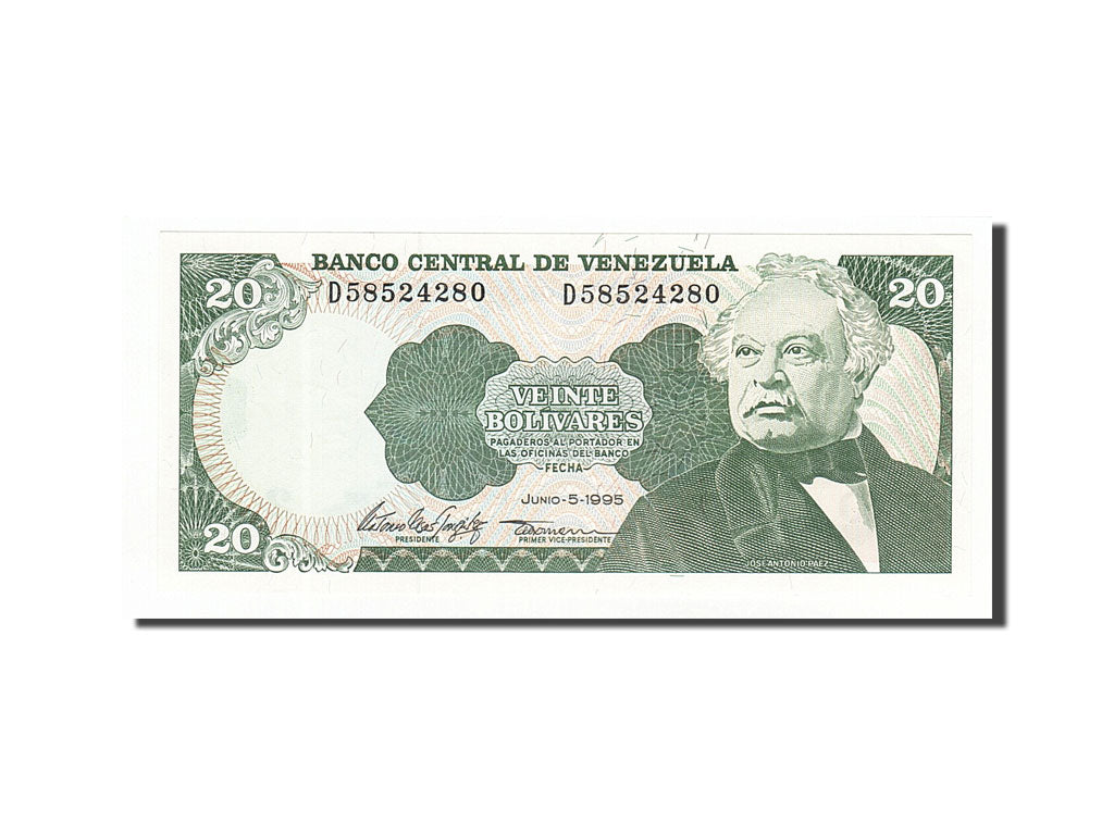 Banknote, Venezuela, 20 Bolivares, 1995, 1995-06-05, UNC(65-70)