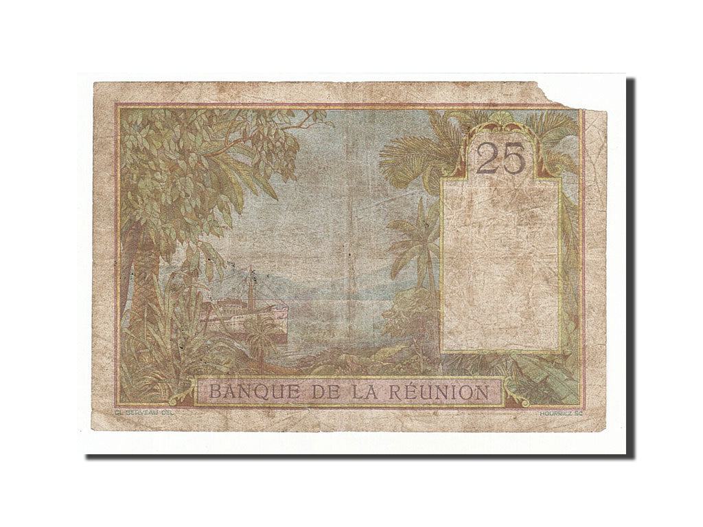 Billet, Réunion, 25 Francs, 1944, TB