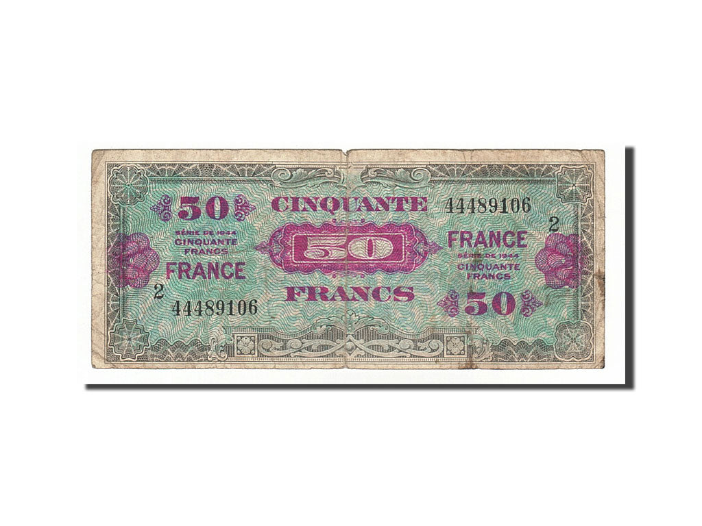 Biljet, Frankrijk, 50 Francs, 1945 Verso France, 1945, 1945-06-04, TB