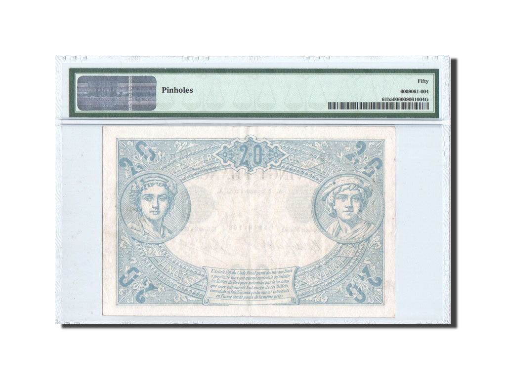 Francia, 20 Francs, Noir, 1904-09-26, P.795, AU 50, PMG, AU50