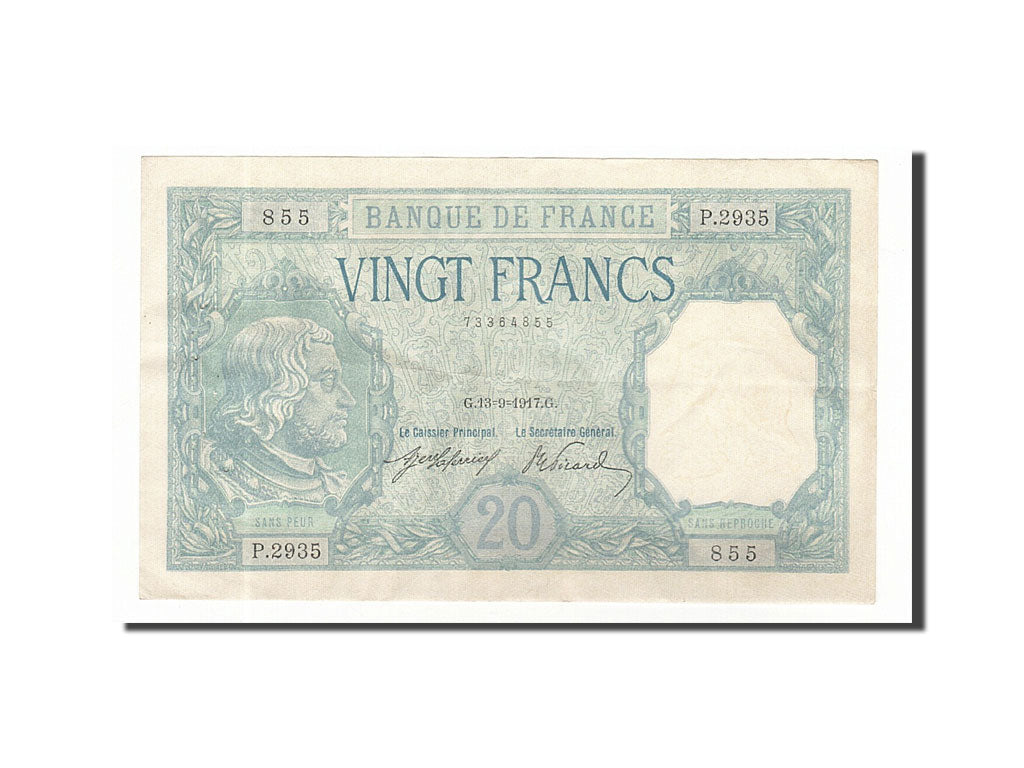 Banknote, France, 20 Francs, 20 F 1916-1919 ''Bayard'', 1917, 1917-09-13