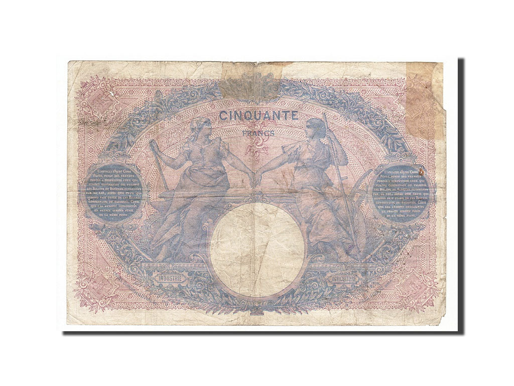 Geldschein, Frankreich, 50 Francs, 50 F 1889-1927 ''Bleu et Rose'', 1907
