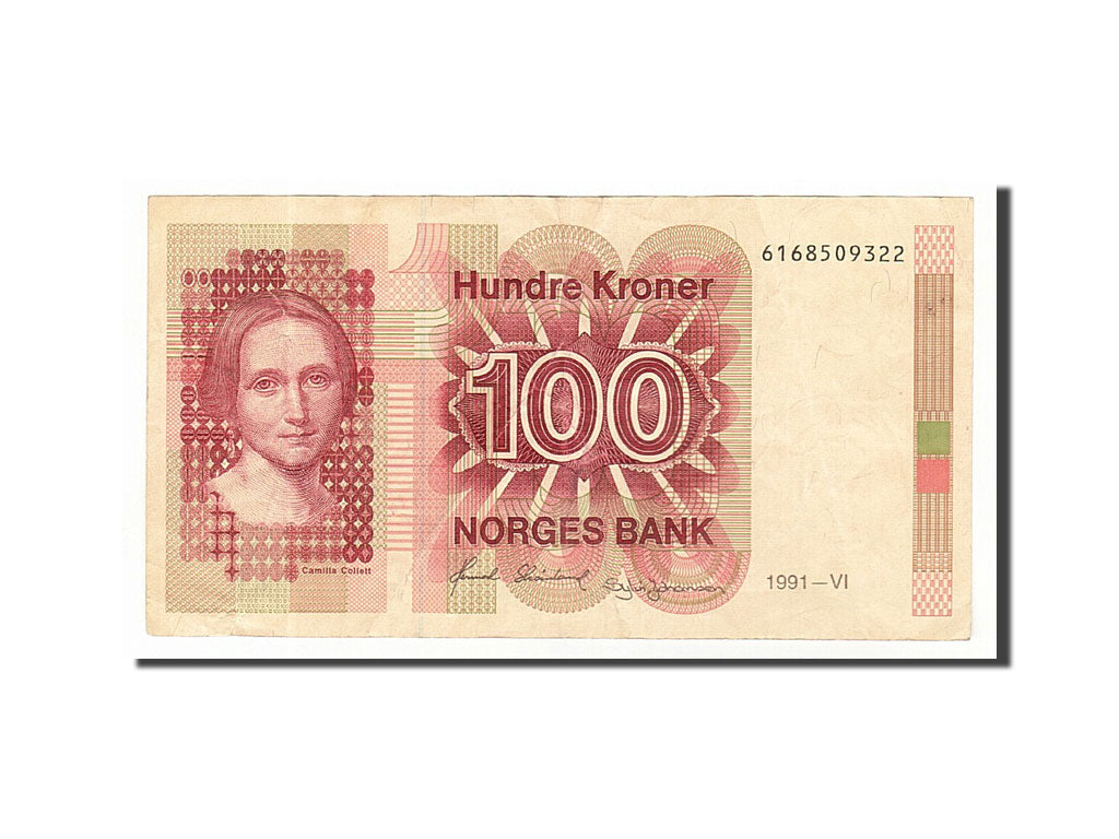 Banknot, Norwegia, 100 Kroner, 1991, EF(40-45)