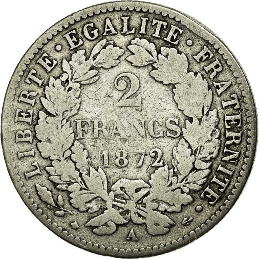 Coin, France, Cérès, 2 Francs, 1872, Paris, F(12-15), Silver, KM:817.1
