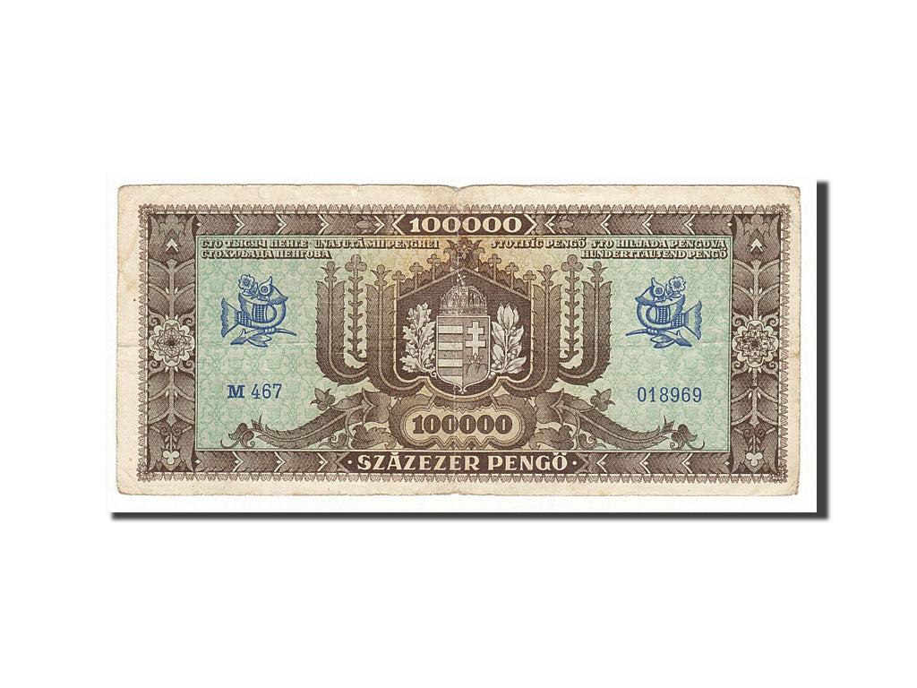 Banknote, Hungary, 100,000 Pengö, 1945, 1945-10-23, VF(20-25)