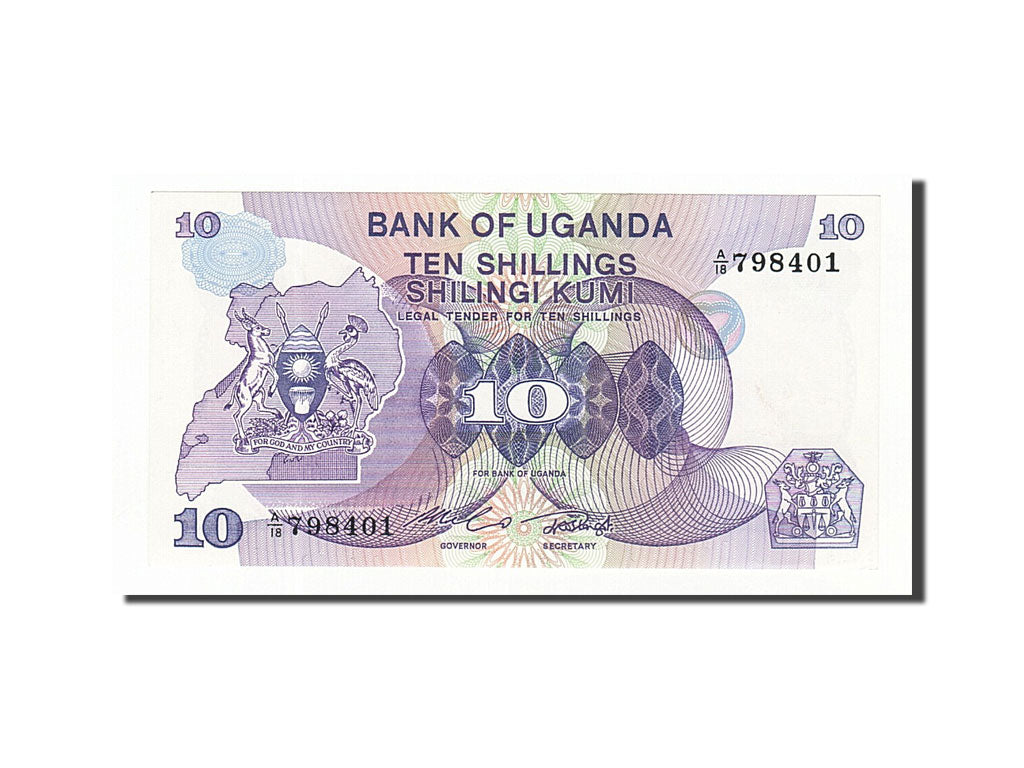 Billet, Uganda, 10 Shillings, 1982, NEUF
