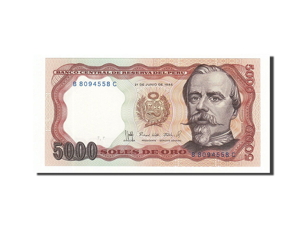 Banconote, Perù, 5000 Soles De Oro, 1985, 1985-06-21, FDS