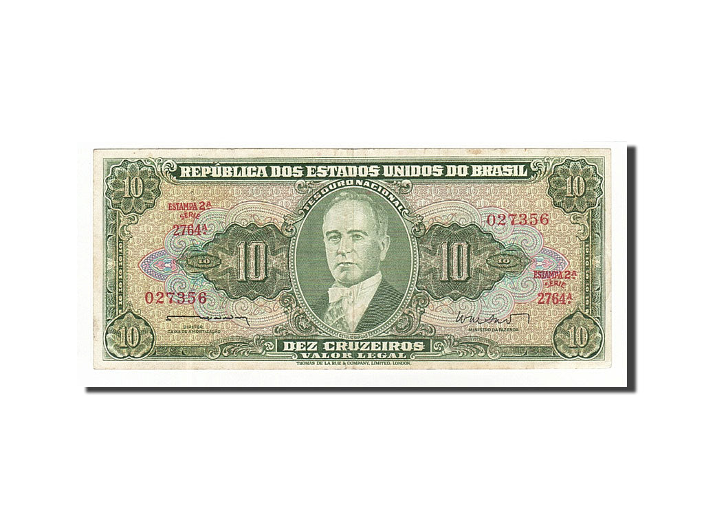 Banknote, Brazil, 10 Cruzeiros, 1962, EF(40-45)