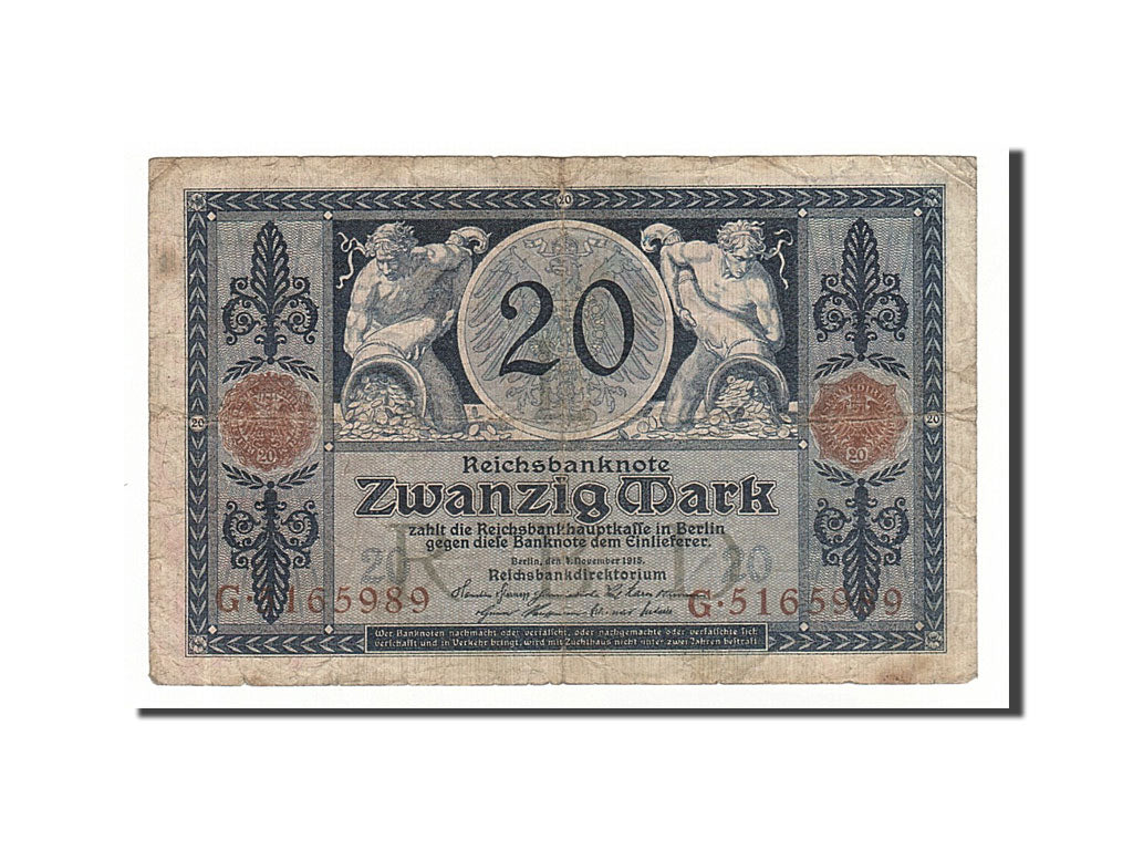 Banknote, Germany, 20 Mark, 1915, 1915-11-04, VF(20-25)